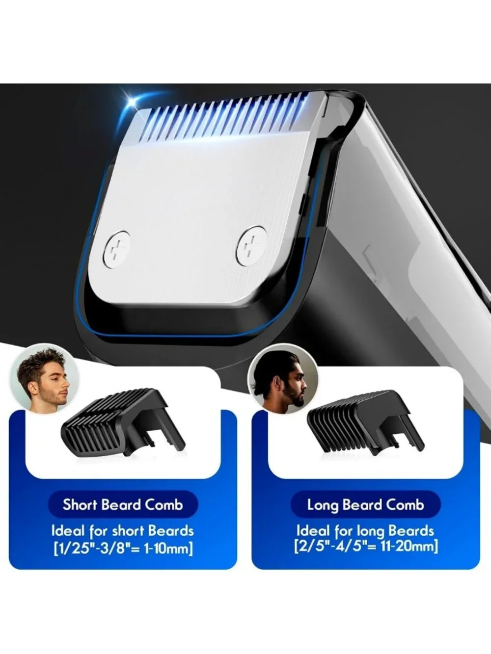 Rechargeable Waterproof Beard Trimmer for Men, Cordless Mustache & Stubble